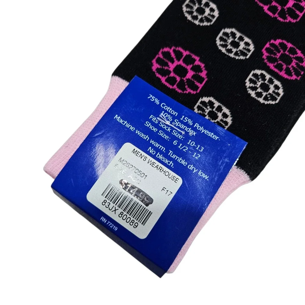 EGARA Mens Dress Socks Black Pink White Floral Patterned Size 10-13‎